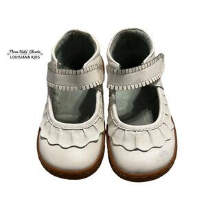 Livie & Luca Sz 8 White Pearl Ruche Mary Jane Shoes